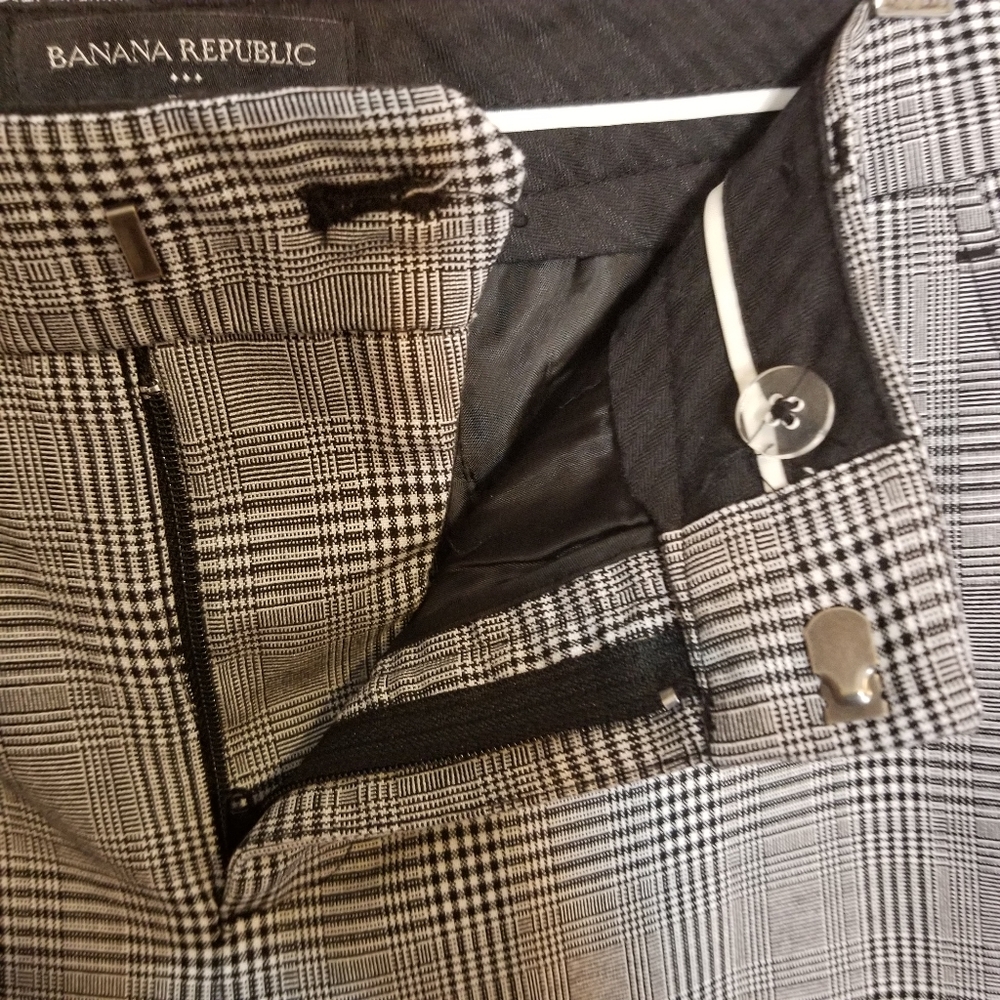 Banana Republic Ryan Fit Check Dress Pants 4P Petite Bi-Stretch - Picture 6 of 10